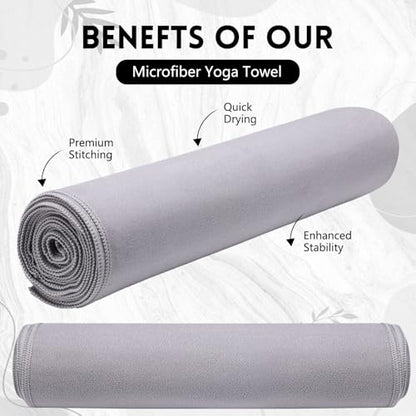 Breling 4 Pack 72 x 24 Inch Non Slip Microfiber Yoga Mat Towels, Light Grey - color: Light Grey