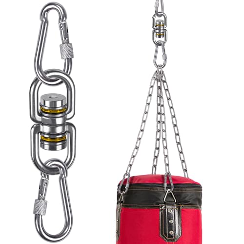 SELEWARE Heavy Duty Bearing Swing Swivel, 360° Rotation Hanging Accessory - color: 2 Pack Swivel (E) With 4 Carabiners