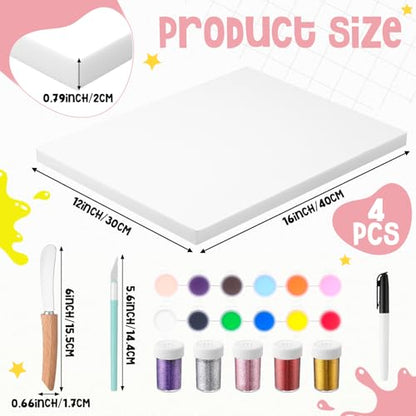 Affrolling 26 Pcs Foam Board Craft Set, DIY Modeling Materials Include White 16x12x0.79 Inch Foam Sheets and Cutting Tools Set 1 Inch Thick Polystyrene Rectangles Xps for Beginner