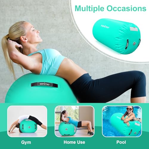 VOFiTNY Inflatable Gymnastics Air mat Tumbling Track for Home | Tumble Track Air Barrel Octagon Roller Mat With Pump for Gym - color: Mint, size: 4'l x 3'd