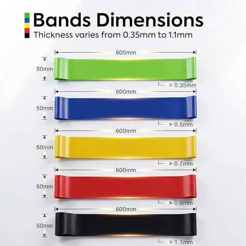 → Resistance Bands Set, 5 Levels Exercise Bands for Workout, Stretching & Physical Therapy, Latex-Free TPE Fitness Bands with Carry Bag
