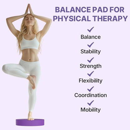 Foam Balance Pad,5BILLION Stability Pad for Physical Therapy,Non-Slip Exercise Balance Pad for Balance workouts,Yoga Knee Pad for Gym Fitness Stretching Pilate - size: Purple-Oval