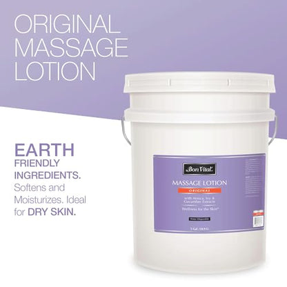 Bon Vital Original Massage Lotion, 5 Gallon Pail, Lightweight, Non-Greasy - size: 5 Gallon
