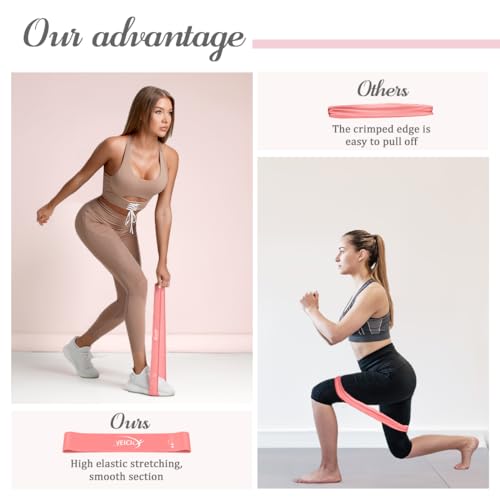 VEICK 5-Level Resistance Loop Bands Set for Strength Training & Pilates - color: Light Pink