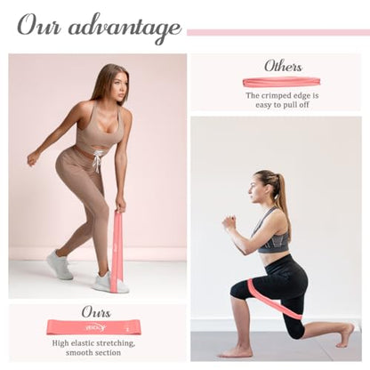 VEICK 5-Level Resistance Loop Bands Set for Strength Training & Pilates - color: Light Pink