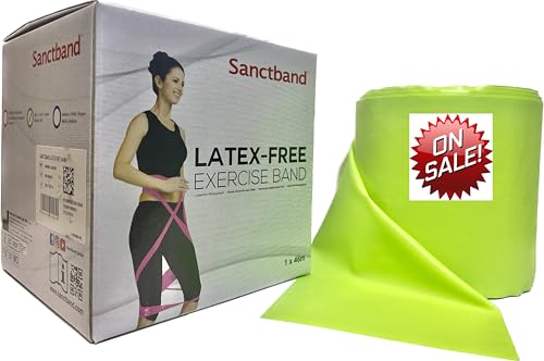 Non-Latex (Pine Level 2) Sanctband Resistance Bands 50 Yard /46 M Professional Latex Free Elastic Band for Upper & Lower Body & Core Exercise, Physical Therapy, Pilates, Workout, & Rehab