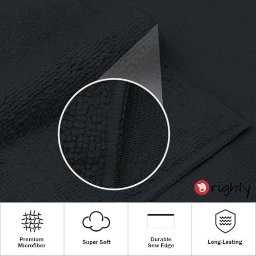 Orighty 6-Pack Black Hand Towels, 16x28 inch Microfiber Gym Towels - color: Black, size: Pack of 6