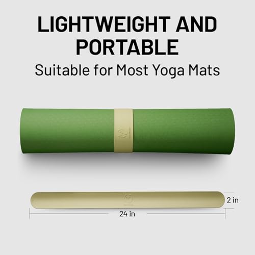 Slim Panda Yoga Mat Strap Slap Band, One Snap Keeps Mats Tightly Rolled, Heavy-Duty Clasp Fits Most Size Mats(24" L X 2" W) - color: Beige