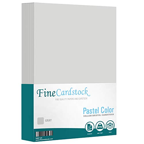 Color Cardstock Paper 67 Vellum Bristol, Sizes: 8.5 x 11 | 11 x 17 | 8.5 x 14 |1 ream of 250 Sheets Per Pack. (11 X 17 Gray) - color: Gray, size: 11 x 17
