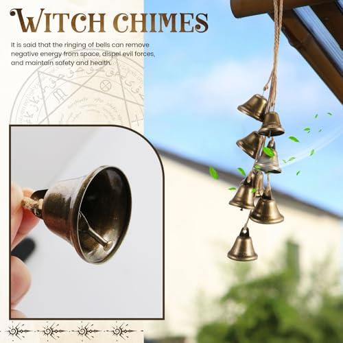 2 Pack Witch Bells Protection for Door Knob Outdoor Bells Hanging Wind Chimes Witchy Things Clear Negative Energy Witch Bells Set Wiccan Bell Witchy Gifts(Classic) - color: Classic
