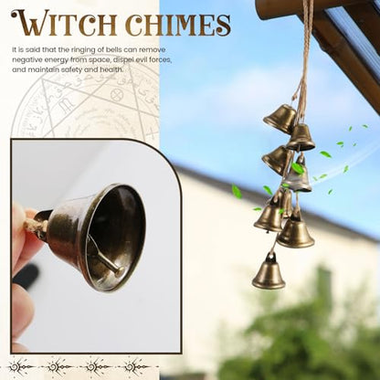 2 Pack Witch Bells Protection for Door Knob Outdoor Bells Hanging Wind Chimes Witchy Things Clear Negative Energy Witch Bells Set Wiccan Bell Witchy Gifts(Classic) - color: Classic