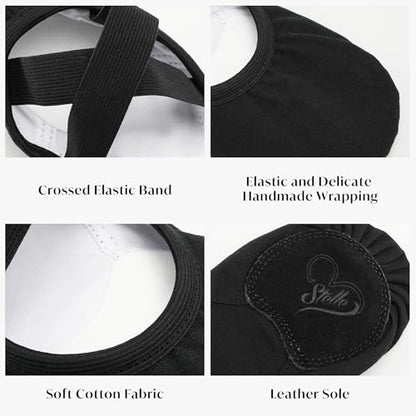 Stelle Ballet Shoes Women Highly Stretch Canvas Dance Slippers Ballet Flats | Ballet shoes for women, Split suede outsole, Non-Slip, Breathable cotton lining, Elastic cross straps, Yoga, Ballet training - color: Black, size: 7