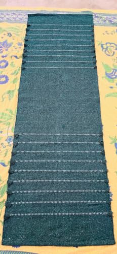 Indian Handmade100 % Organic Anti Skid Multi Colour Cotton Yoga Mat - Eco-Friendly Hand-Woven Rug - Non-Slip & Thick (24”x72”x5mm) for Hot yoga & Everyday Fitness at Home - Comfortable & Foldable Extra-Long Mat - color: Dark Green