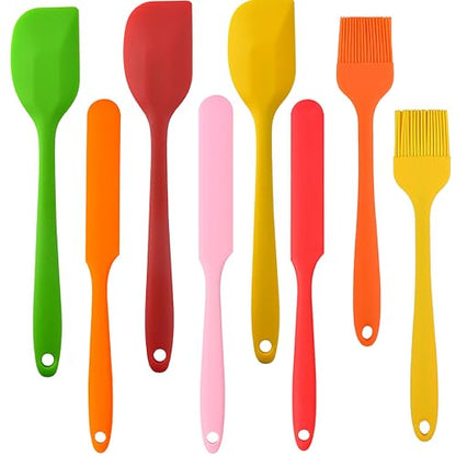 Silicone Spatula Set - 8PCS Heat Resistant Rubber Spatulas for Cooking,Baking,Mixing, Silicone Utensil Sets for Nonstick Cookware,Non-Stick Flexible Baking Cooking Tool BPA-Free - color: Multicolor