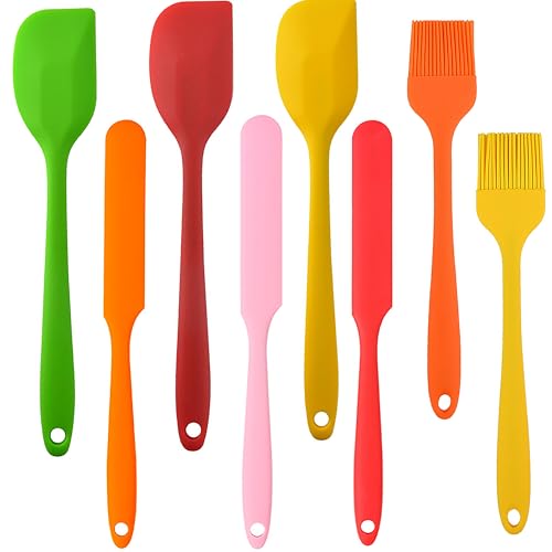Silicone Spatula Set - 8PCS Heat Resistant Rubber Spatulas for Cooking,Baking,Mixing, Silicone Utensil Sets for Nonstick Cookware,Non-Stick Flexible Baking Cooking Tool BPA-Free - color: Multicolor