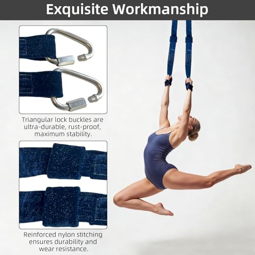 PRIOR FITNESS Aerial Strap Ropes,SGS Certified,9.8ft Body Loop Trapeze 2pcs - color: Glitter Blue