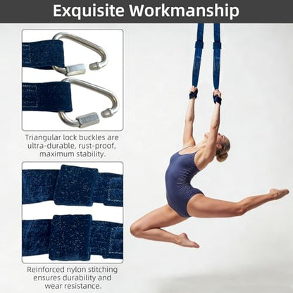 PRIOR FITNESS Aerial Strap Ropes,SGS Certified,9.8ft Body Loop Trapeze 2pcs - color: Glitter Blue