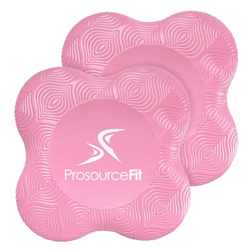 ProsourceFit Yoga Knee Support Pads Set of 2, Non-Slip Knee Pad for Yoga, Pilates, Meditation, and Stretching; Exercise Yoga Accessories for Knee Support for Men and Women, Portable Yoga Pad Cushions - color: Pink
