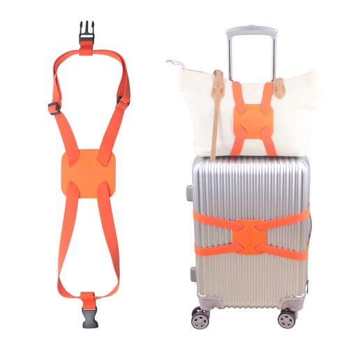 Luggage Straps Bag Bungee， Luggage Straps Suitcase Adjustable Belt，Add a Bag Easy to Travel Suitcase Elastic Strap Belt (Orange Luggage strap-1PCS) - color: Orange luggage strap