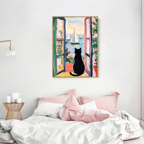 Black Cat Diamond Art Kits for Adults Diamond Painting Kit for Beginner | Animal 5D DIY Funny Diamond Dots Full Drill Crafts for Gem Art Dot Art for Adults Home Wall Decor for Teens 12x16 inch - color: DP04356
