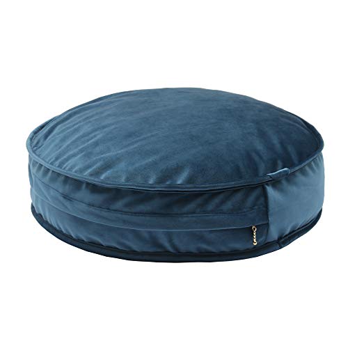 Round Floor Pillow Cover Velvet Throw Seating Pouf Yoga Meditation Cushion Plush Case Reading Room Decor Cover Only (19.7IN, Dark Blue) - color: Dark Blue, size: 19.7" x 19.7" (Pack of 1)