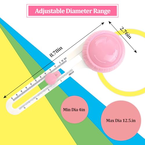 Circle Paper Cutters，Adjustable Rotary Circle Cutter，Circular Cardboard Circle Cutter with 3 Replaceable Blades, Trimmer Scrapbooking Tools，DIY Craft Cutting Tools Pink - color: Pink