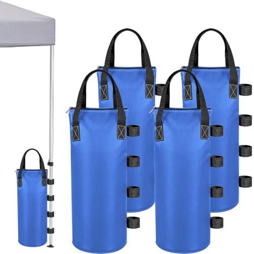 140 LBS Zipper Canopy Weight Bags, Heavy Duty Sand Bags for Instant Canopy Tent Gazebo Pergola Patio Umbrella, 19 x 8 Inches Tent Weights Set of 4, Canopy Accessories for Outdoor Stability (Blue) - color: Blue
