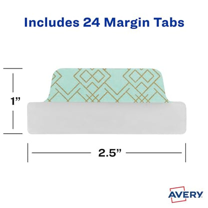 Avery Margin Ultra Tabs, 2.5" x 1", Assorted Metallic Geometric Designs, 24 Repositionable Page Tabs (30123) - color: Metallic Geometric, style: 24 tabs