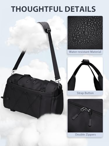 RHDZO Small Gym Bag for Women with Yoga Mat Holder and Wet Pocket, Black - color: Black