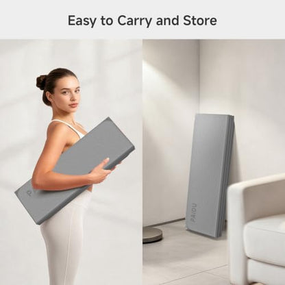 PAIDU Foldable Yoga Mat 10mm Thick, 75"x26" Non-Slip Fitness Exercise Mat - color: Grey