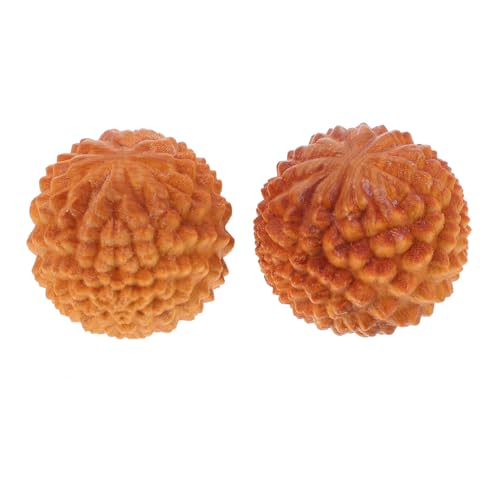 Ipetboom 2Pcs Durian-Shaped Wood Hand Massage Balls, Rolling Hand Massager for Finger Acupoint Therapy and Muscle Knot Relief Compact Fitness Supply for Exercise and Relaxation
