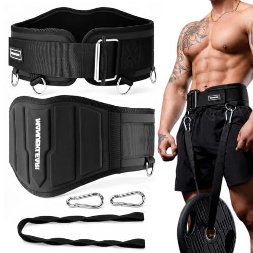 MANUEKLEAR 4-in-1 Weight Lifting Belts for Back Support, Dip Belt with 38.5 IN Rope for Weightlifting Pull Up, Weight Belt for Men Women - color: Black, size: M(30in-33.5in)
