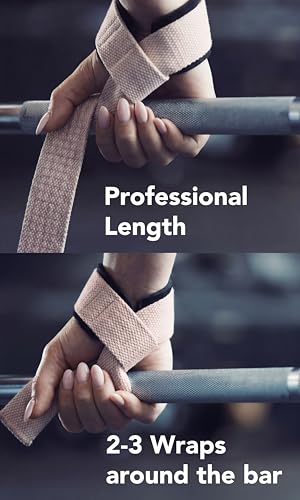 Fitgriff® Lifting Wrist Straps for Weightlifting, Gym, Deadlift, Workout (Made of Premium Cotton & Padded) - Men & Women - color: Blush Pink (Grip), size: Standard (above 6.3' Wrist)