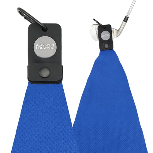 Magnetic Golf Towels for Golf Bags with Clip & Ultra Strong Magnet - Waffle Weave Microfiber Towel for Secure Hold on Bags & Carts - Ideal Club Cleaner & Accessories - Bright Blue - color: Bright Blue