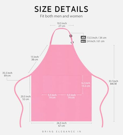Syntus Apron for Men Women, Adjustable Cooking Kitchen Apron with 2 Pockets | Machine Washable, Firm Stitching, Stain Resistance, Long Tie Straps, 2 Pockets, Versatility, Unisex Use, Gift, BBQ - color: Hot Pink, style: 2 Polyester