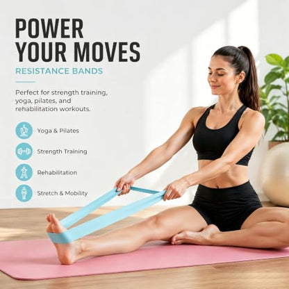 Resistance Bands Set of 5, Skin-Friendly Exercise Loop Bands for Legs and Glutes, Elastic Workout for Home Gym Fitness, Yoga, Pilates, Strength Training & Physical Therapy - color: Blue