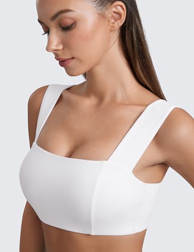CRZ YOGA Butterluxe Wide Strap Sports Bras - color: White, size: Small