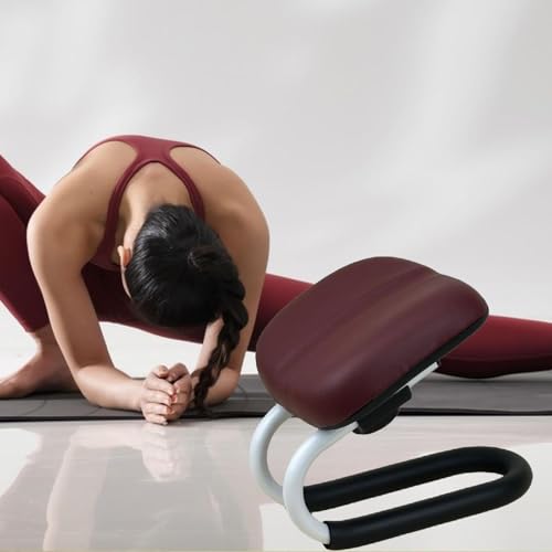 Meditation Bench, Adjustable Height Kneeling Stool with Thick Cushion, Deep Red Seiza Chair for Yoga Zen Prayer Practice - color: Deep Red