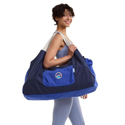 JoYnWell Yoga Bags and Carriers Fits All Your Stuff, Extra Large Yoga Mat Bag Full Zip Yoga Mat Bag with 3 Zipper pockets - color: Blue-Navy