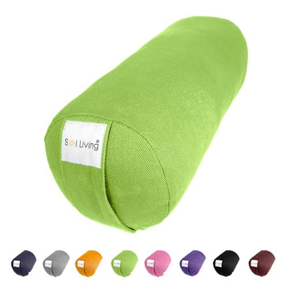 Pranayama Yoga Bolster Meditation Pillow - color: Green, size: Cylindrical 14" x 6"