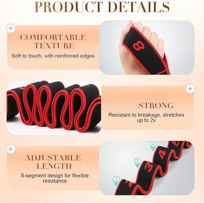 Fitness Resistance Bands with Handles, Fitness Resistance Band for Stretching and Yoga, Fashion Puller Exercise, Adjustable Bands for Full Body Stretching Shaping