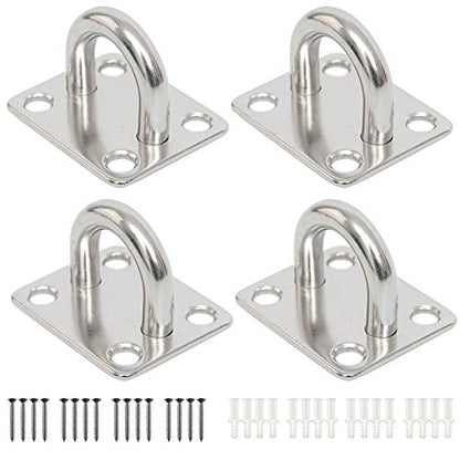 Ihomepark Heavy Duty Pad Eye Plate Staple Ring Hook Loop U-Shaped Sail Shade Hardware - Wall Ceiling Hammock Hooks Hanger for Swing Suspension - Stainless Steel - size: M 6