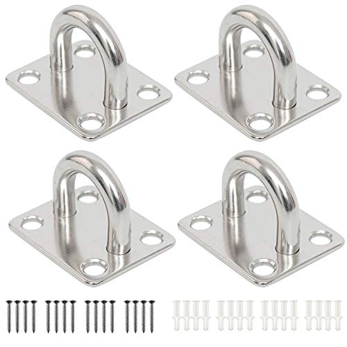 Heavy Duty Pad Eye Plate Staple Ring Hook Loop U-Shaped Sail Shade Hardware - Wall Ceiling Hammock Hooks Hanger for Swing Suspension - Stainless Steel - size: M 8