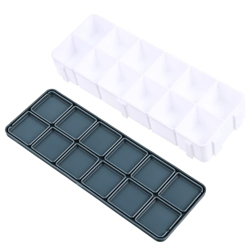 12 Compartments Paint Palette with Lid Plastic Paint Tray Paints Box Airtight Watercolor Palette with Rubber Cover for Watercolors, Gouache, Acrylic and Oil Paints