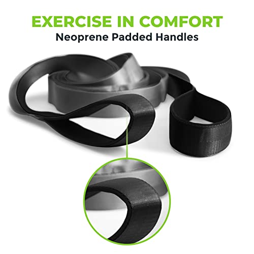 Gradient Fitness Stretching Strap for Physical Therapy, 12 Multi-Loop Stretch Strap 1.5" W x 8' L, Neoprene Handles, Physical Therapy Equipment, Yoga Straps for Stretching, Leg Stretcher. - color: Black/Grey