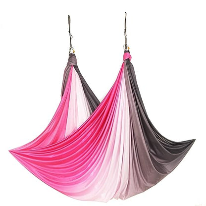 Aerial Yoga Hammock Aerial Pilates Silk Yoga Swing Set Inversion Equipment include daisy Chain, Pose Guide 5.5 yards - color: Flame Color