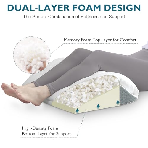 Shinnwa Knee Wedge Pillow, Convertible Knee Pillow for Legs Post Surgery, Knee Support, Leg Elevation, Dual-Layer Memory Foam Triangle Pillow for Back Sleeping, 21.5x16.5x6.3in - size: 21.5" x 16.5"x 6.3"