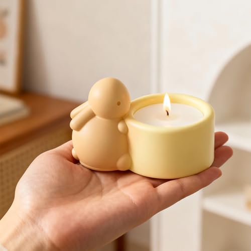 Wehous Rabbit Silicone Candle Holder Mold Cute Bunny Shaped Jewelry Trinket Holder Molds for Resin Concrete, 3D Unique Easter Silicone Storage Container Epoxy Resin Casting Plaster Molds DIY Art Craft - color: rabbit