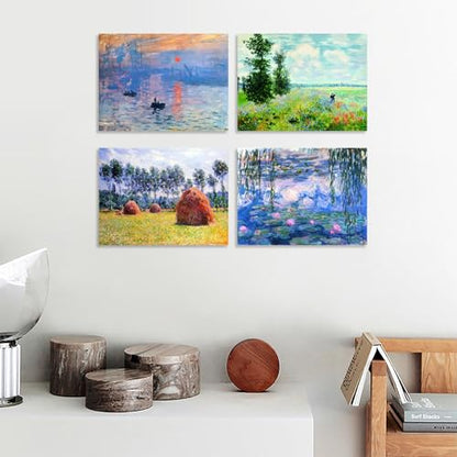 Muzagroo Art DIY Diamond Painting Kits for Adults, 5D Diamond Art Kits for Beginners Paint by Diamond, Monet Diamond Arts and Crafts for Living Room Bedroom 4 PCS Wall Art - color: 12-Monet
