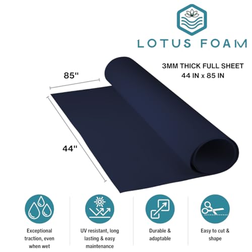LotusFoam EVA Foam Sheet 3mm – 44"x 85" Craft Foam for Cosplay, Costumes & DIY, High Density 130 kg/m3, Heat Shapeable, Paintable, 35 Colors (Navy) - Navy - color: Navy